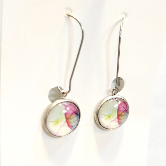 Floral Drop Earrings with Latch Back Closures - Picture 2 of 4